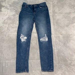 💫american eagle blue tripped mom jeans💫